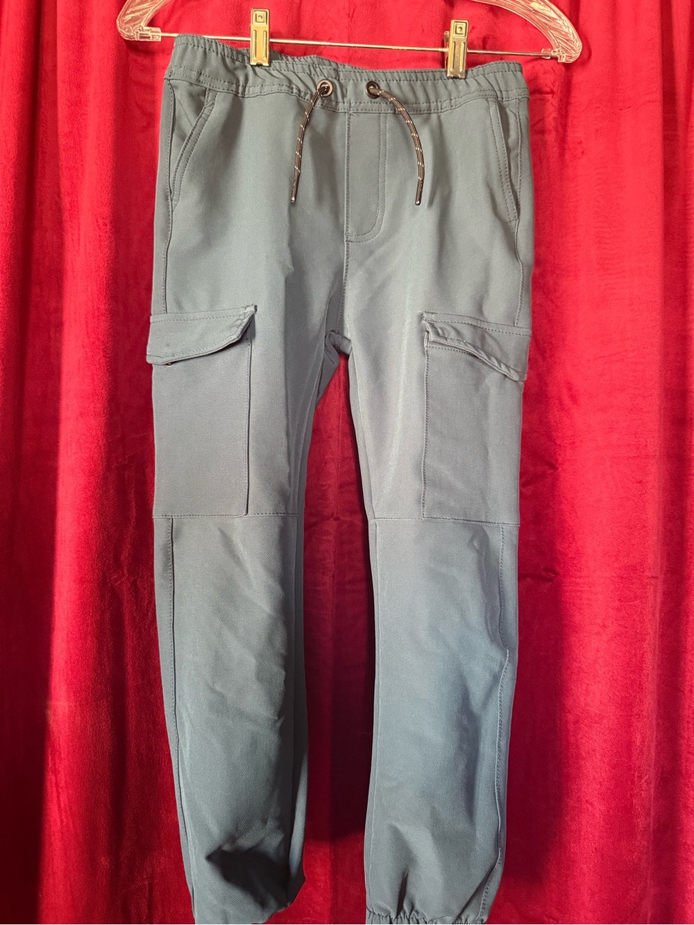 Kid's Cargo Jogger Pants in Dark Teal Blue